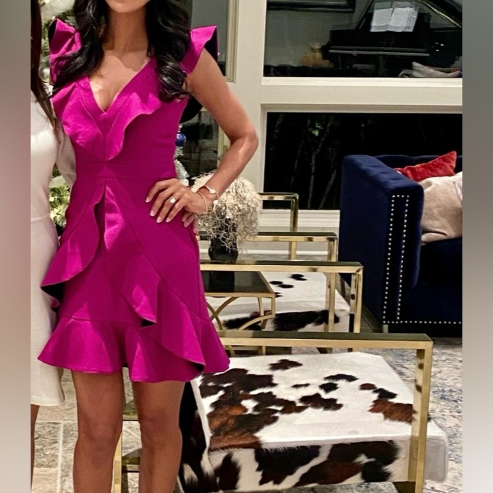 Chic Fuchsia Ruffle Mini Dress
